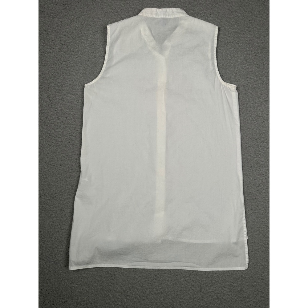 Eileen Fisher Sleeveless Tunic Women's XXS White Organic Cotton Button Up Shirt - Picture 11 of 11
